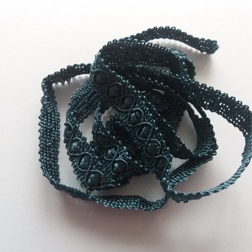 Galon passementerie fantaisie bleu canard satiné, 1 m x 1 cm - pour couture, créations textiles, décoration, customisation,