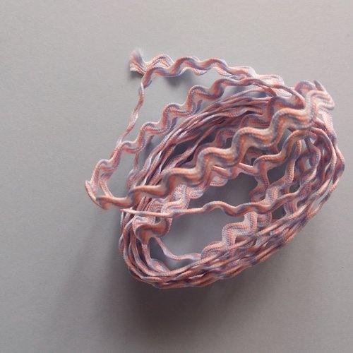 Galon croquet festonné tons pastel rose, bleu, rose - 2 m x 5 mm - pour créations textiles, petites finitions, bordures, déco