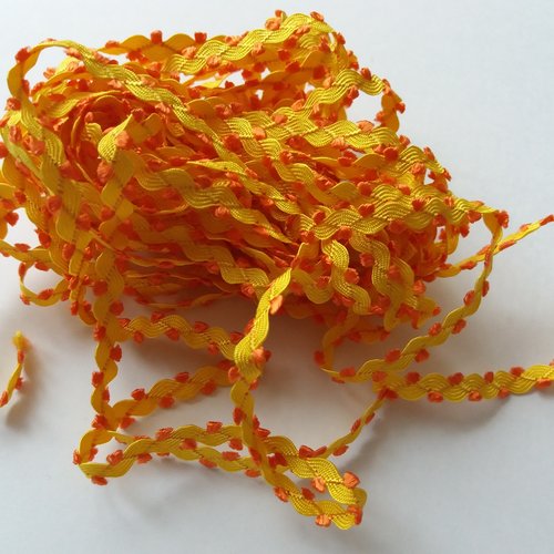 Galon croquet festonné fantaisie jaune et orange -  5 mm épaisseur - vendu au mètre