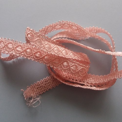 Galon passementerie fantaisie rose clair, 1 m x 1,2 cm - pour couture, créations textiles, décoration, customisation,