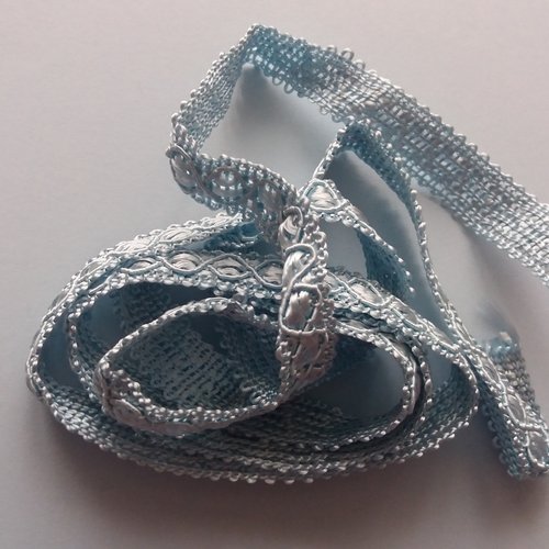 Galon passementerie fantaisie bleu-ciel, 1 m x 1,2 cm - pour couture, créations textiles, décoration, customisation,