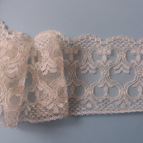 Dentelle blanche écrue, 6,5 cm de largeur - vendue au mètre
