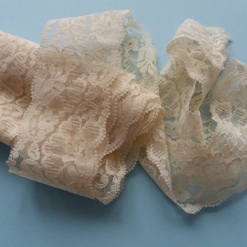 Dentelle blanche écrue, 5 cm de largeur - vendue au mètre