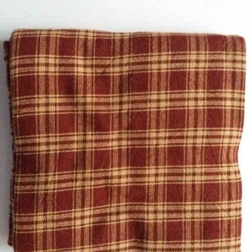 Tissu en coton à carreaux grenat et beige, esprit "country" - 75 cm x 55 cm - travaux textiles, patchwork, cartonnage, customisation