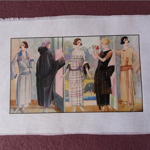 Transfert textile rétro 5 jeunes femmes années 1900 - créations textiles, customisation, couture, embellissements, collages ...