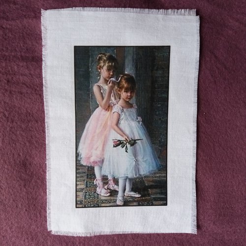Transfert textile 2 fillettes danseuses - couture, customisation , collages, home-déco, loisirs créatifs