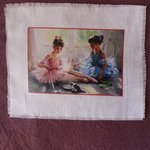 Transfert textile 2  petites danseuses en tutu avec chat réf.1 - couture, customisation , collages, home-déco, loisirs créatifs