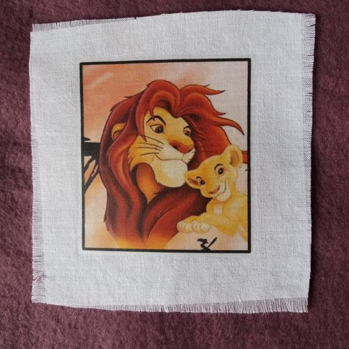 Transfert textile lion et lionceau - dessin animé - créations textiles, univers enfants, loisirs créatifs