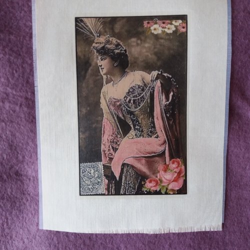 Transfert textile jeune femme rétro  réf. 4 - créations textiles, customisation, collages, ...