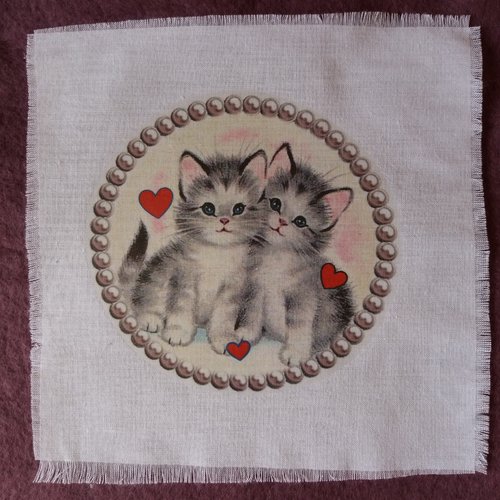 Transfert textile 2 petits chatons  - créations textiles, customisation, collages, loisirs créatifs