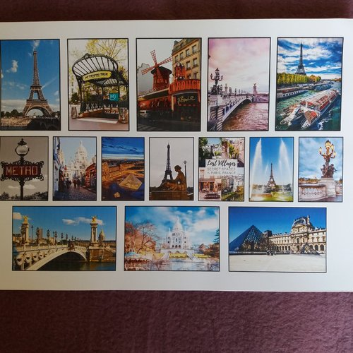 Illustrations "paris" - planche adhésive - stickers, autocollants - à découper