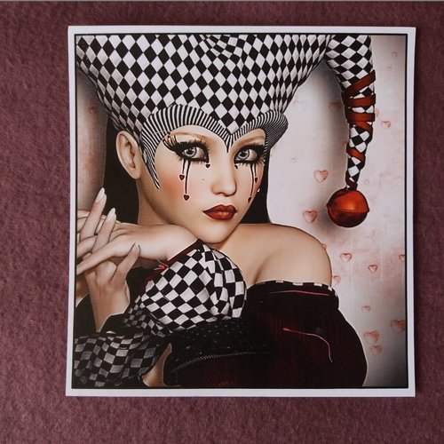 Image photo jeune femme rouge et noir  "commedia dell'arte - collages, carterie