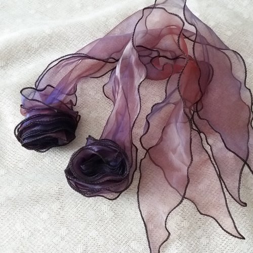 2 grosses fleurs organza à suspendre, couleur bleu/violet irisé - décoration florale, home-déco, embellissements