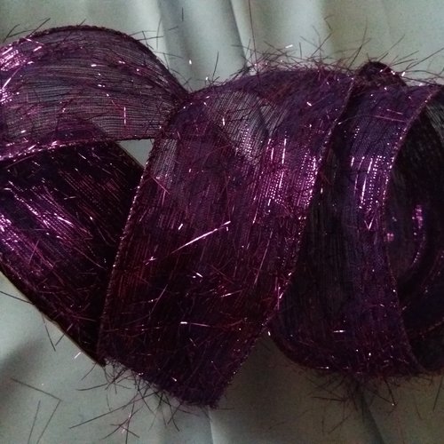 Ruban de fete, decoration noel, ruban violet a franges