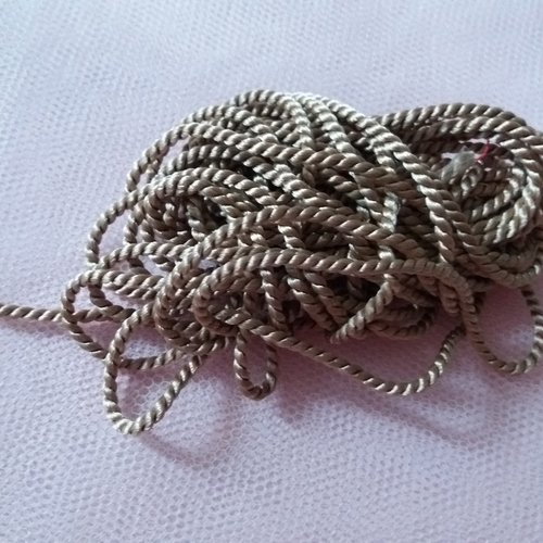 Cordelette satinée torsadée, couleur marron clair/doré/miel, 4 m 50 x 3 mm - customisation, passementerie, loisirs créatifs