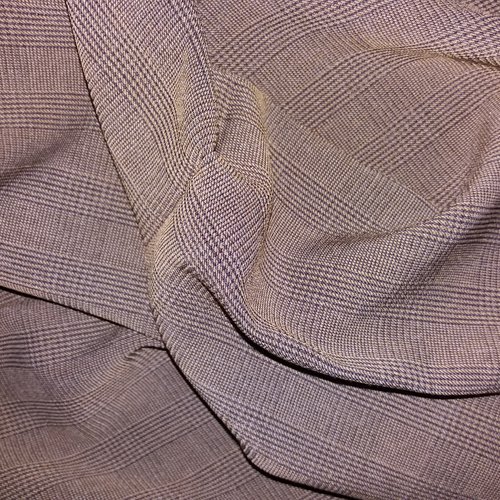 Coupon de tissu prince de galles marron, souple et élégant - couture, customisation, projets créatifs,