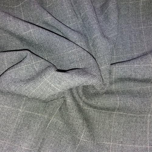 Tissu  souple à carreaux gris foncé et fils plus clairs, élégant pour travaux de couture, customisation