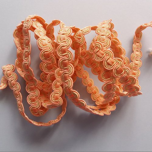 Galon ruban passementerie satiné rose saumon et vert pâle - 2 m x 1,3 cm