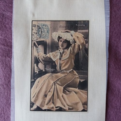 Transfert textile jeune femme rétro - réf. 1 - créations textiles, customisation, collages, ...