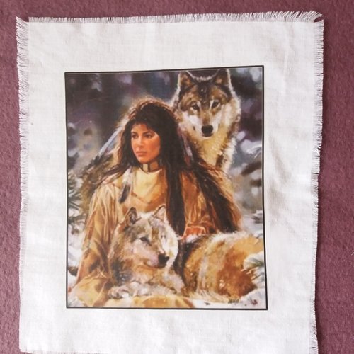 Transfert textile "amérindien et loups" - customisation, couture, créations textiles