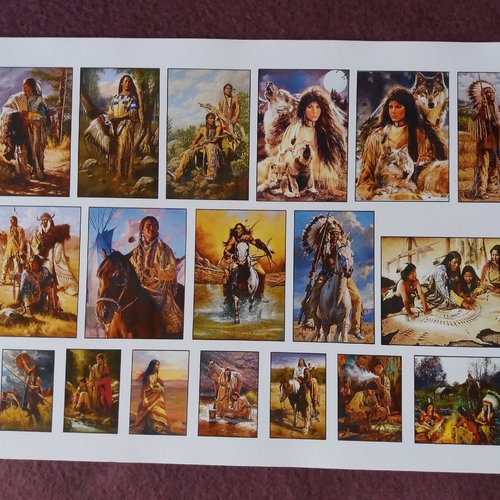 Planche adhésive "amérindiens" - à découper, à coller - scrapbooking, décorations, carterie, papeterie