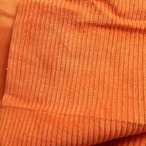 Tissu velours côtelé couleur orange - 1,45 m x 0,80 m - couture, travaux textiles