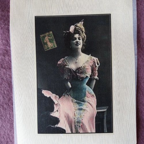 Transfert rétro, jeune femme années 1900, réf. 2, créations textiles, customisation, collages, mixed-media, tous loisirs créatifs