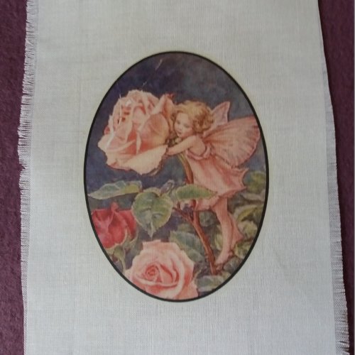Appliqué transfert petite fée avec rose, créations textiles, customisation,collages, mixed-media, embellissements, tous loisirs créatifs