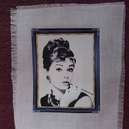 Transfert audrey hepburn, créations textiles, customisation, collages, home-déco, embellissements, tous loisirs créatifs