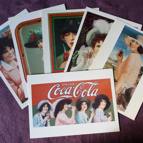 Cartes postales publicité coca cola (lot 4) - 6 cartes publicité coca cola pour projets créatifs, collections, carterie, home-déco