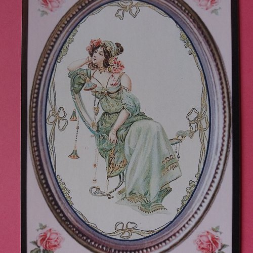 Sticker rétro jeune femme rétro robe verte - carterie, collages, mixed-media, home-déco, embellissements, loisirs créatifs