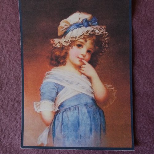 Sticker  rétro enfant fillette robe bleue, scrapbooking, carterie, collages, mixed-media,
