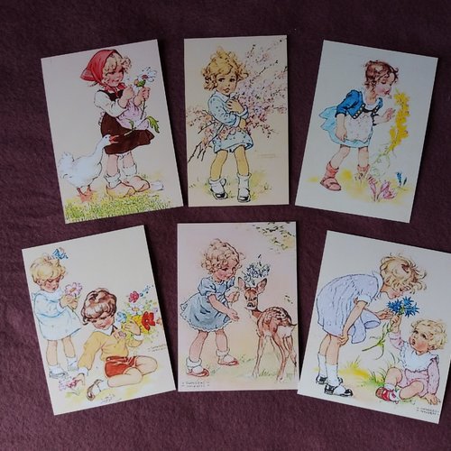6 images rétro enfantines 2, illustrations vintage, décorations, carterie, papeterie, home-déco, mixed-media, loisirs créatifs