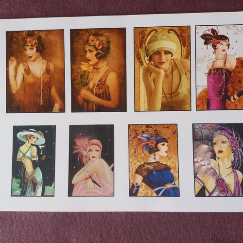 Stickers rétro "femmes 1900", autocollants à découper, collages, embellissements, carterie, home-déco, mixed-media