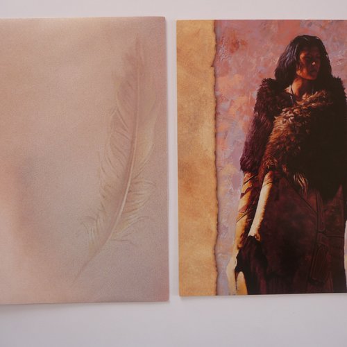 Jolie carte double illustrée "amérindiens" réf. 4, avec son enveloppe