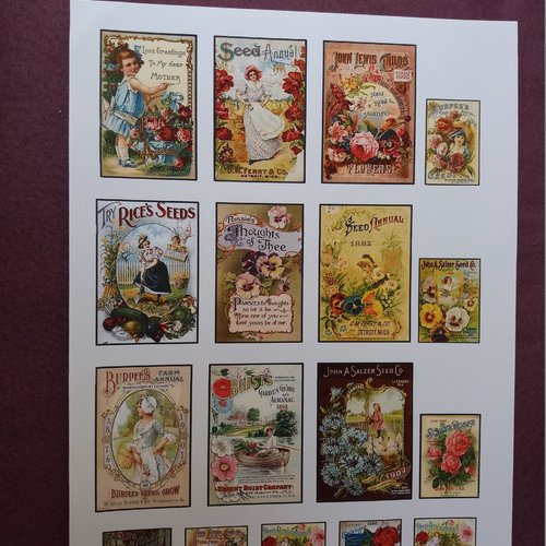 Stickers rétro "publicités anciennes plantes et fleurs ", autocollants à découper, scrapbooking, mixed-media, carterie, décoraton