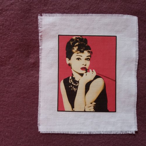 Appliqué transfert textile portrait d'audrey hepburn réf. 3 , créations textiles, collages, home-déco, embellissements