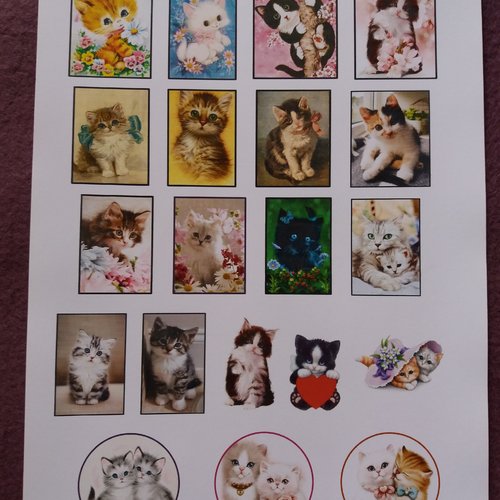 Stickers "petits chats", à découper, pour scrapbooking, carterie, collages, mixed-media, embellissements, home-déco, loisirs créatifs