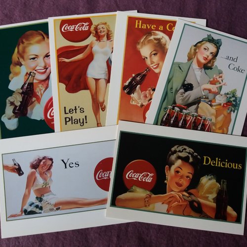 Cartes postales coca cola (lot 2) - 6 cartes