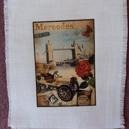 Customisation textile - transfert voiture rétro 4, créations textiles, collages, mixed-media, home-déco, projets créatifs
