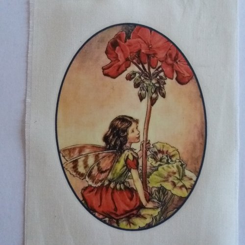 Appliqué transfert  textile petite fée fleur rouge, créations textiles, customisation, mixed-media, embellissements, projets créatifs
