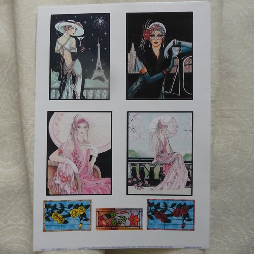 Stickers rétro "femmes années 1900", autocollants à découper, collages, embellissements, carterie, home-déco, mixed-media