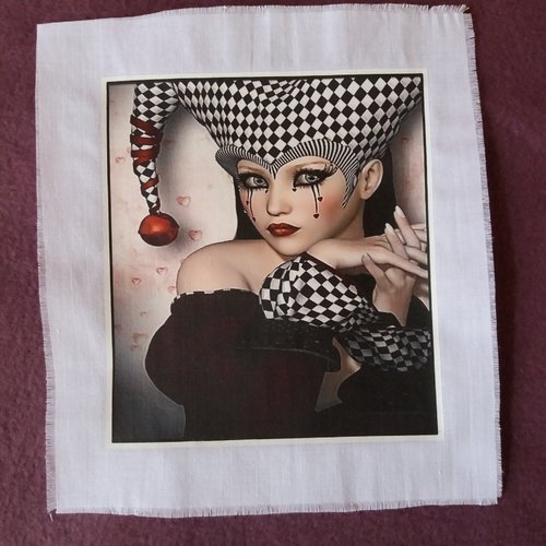 Customisation textile - transfert personnage "commedia dell'arte" pour créations textiles, collages, mixed-media, home-déco