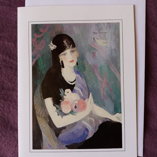 Jolie carte double, sans texte, illustration marie laurencin, pour toutes occasions, papeterie, carterie