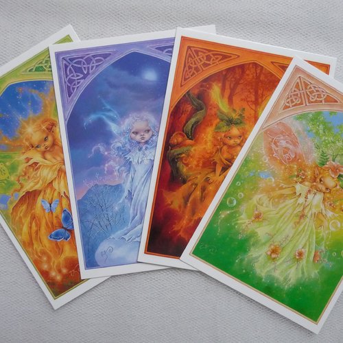 Cartes univers elfique illustrations zéphir d'elph, lot de 4 cartes