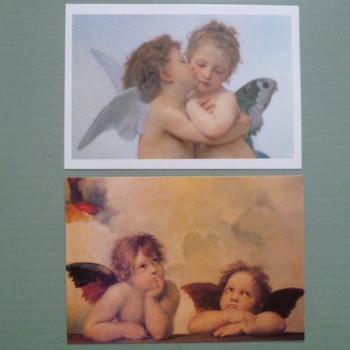 2 cartes postales illustration "anges"