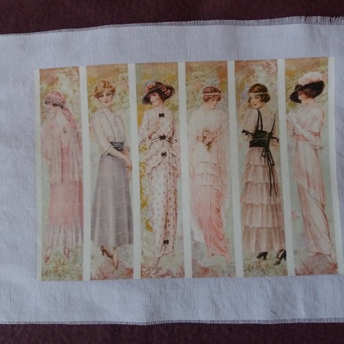 Transfert textile shabby jeunes femmes romantiques 1900, créations textiles, customisation, collages, home-déco, projets créatifs