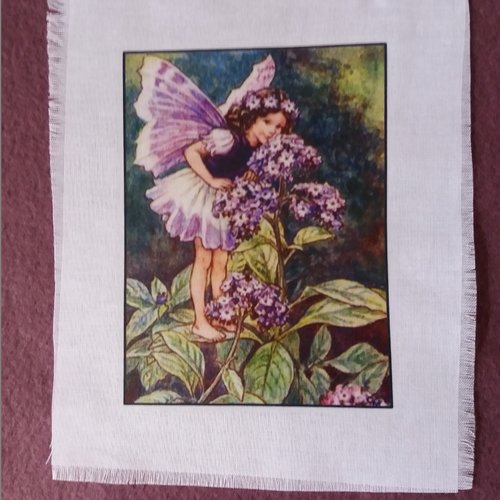 Appliqué transfert textile petite fée et lilas, créations textiles, customisation, collages, embellissements, projets créatifs