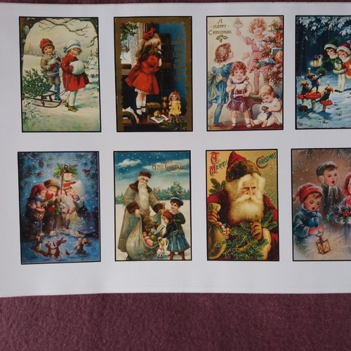 Stickers rétro "noël victorien", images à découper, scrapbooking, carterie, collages, étiquettes, décoration noël