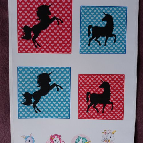 Stickers "licornes", planche adhésive,  images autocollantes à découper